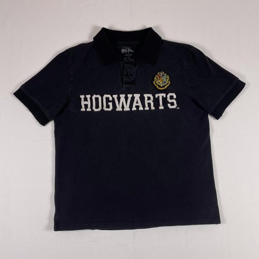 Hogwarts Crest Polo Shirt M Black Embroidered